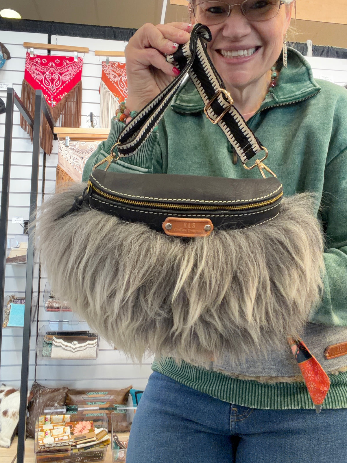 Sling Bag - Mongolian Sheep + Bison Leather