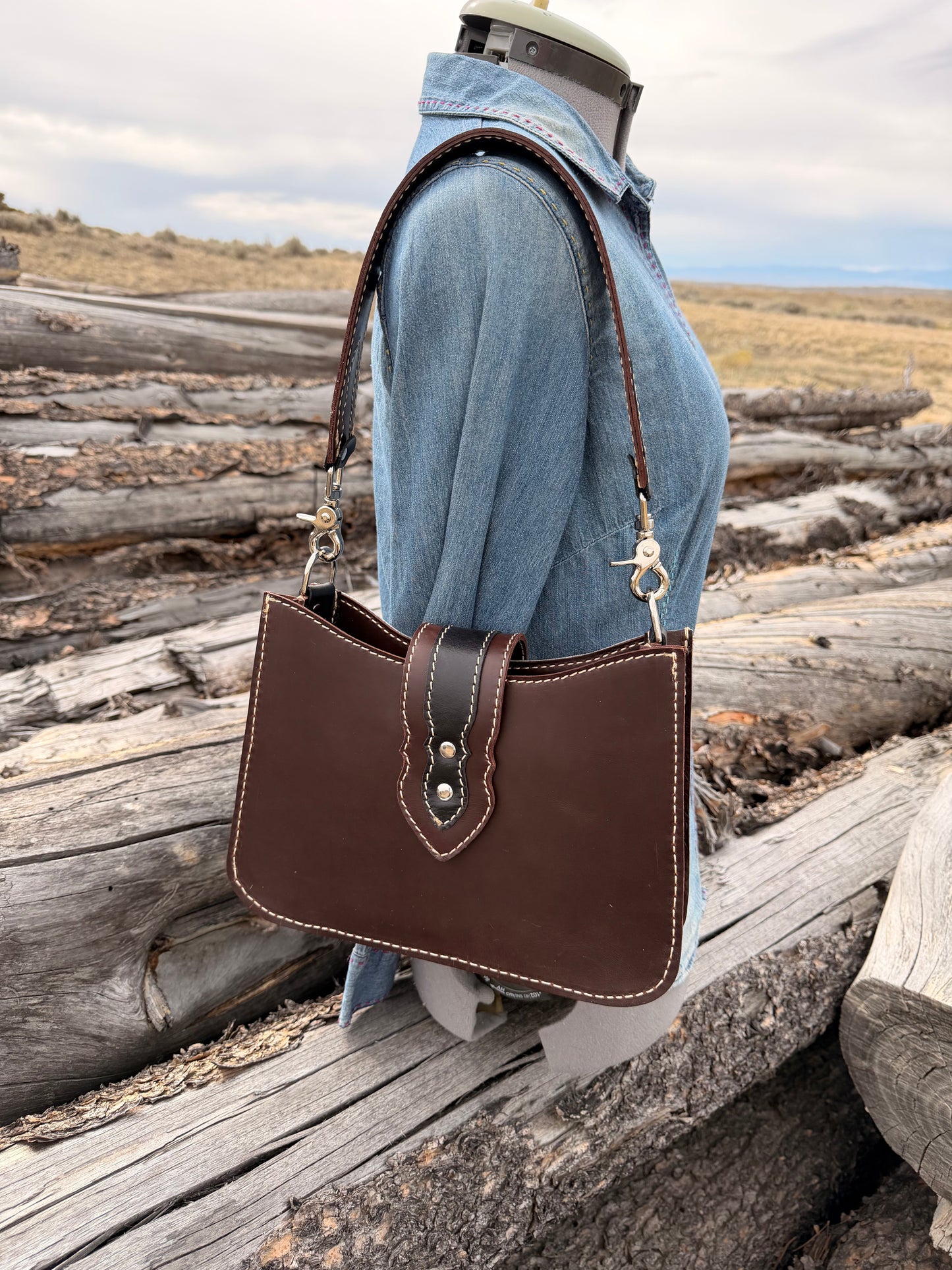 Shoulder Bag - Brown+Black
