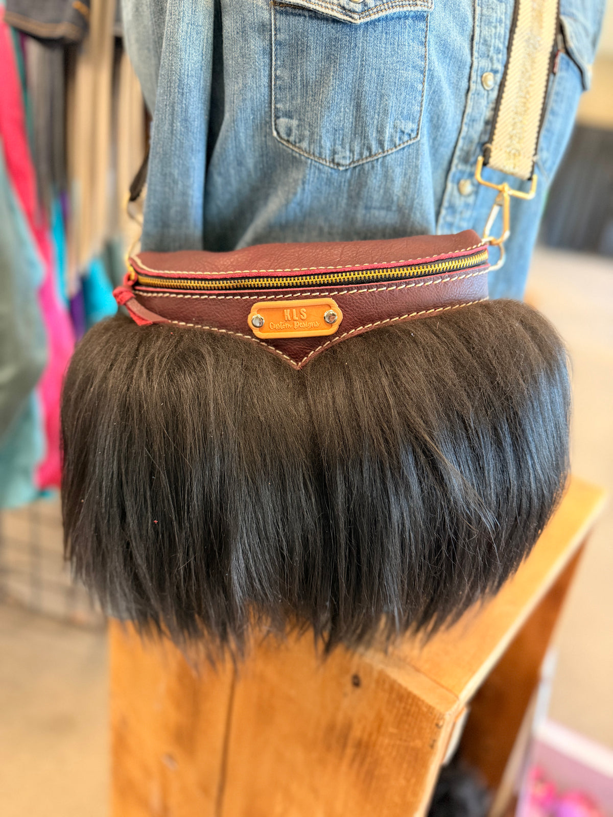 Sling Bag - Mongolian Sheep + Bison Leather