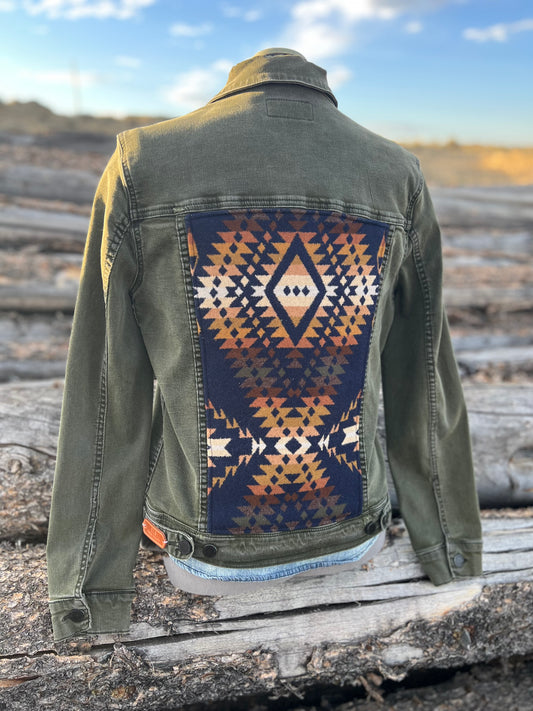 Olive Jacket with Pendleton ~Ladies L