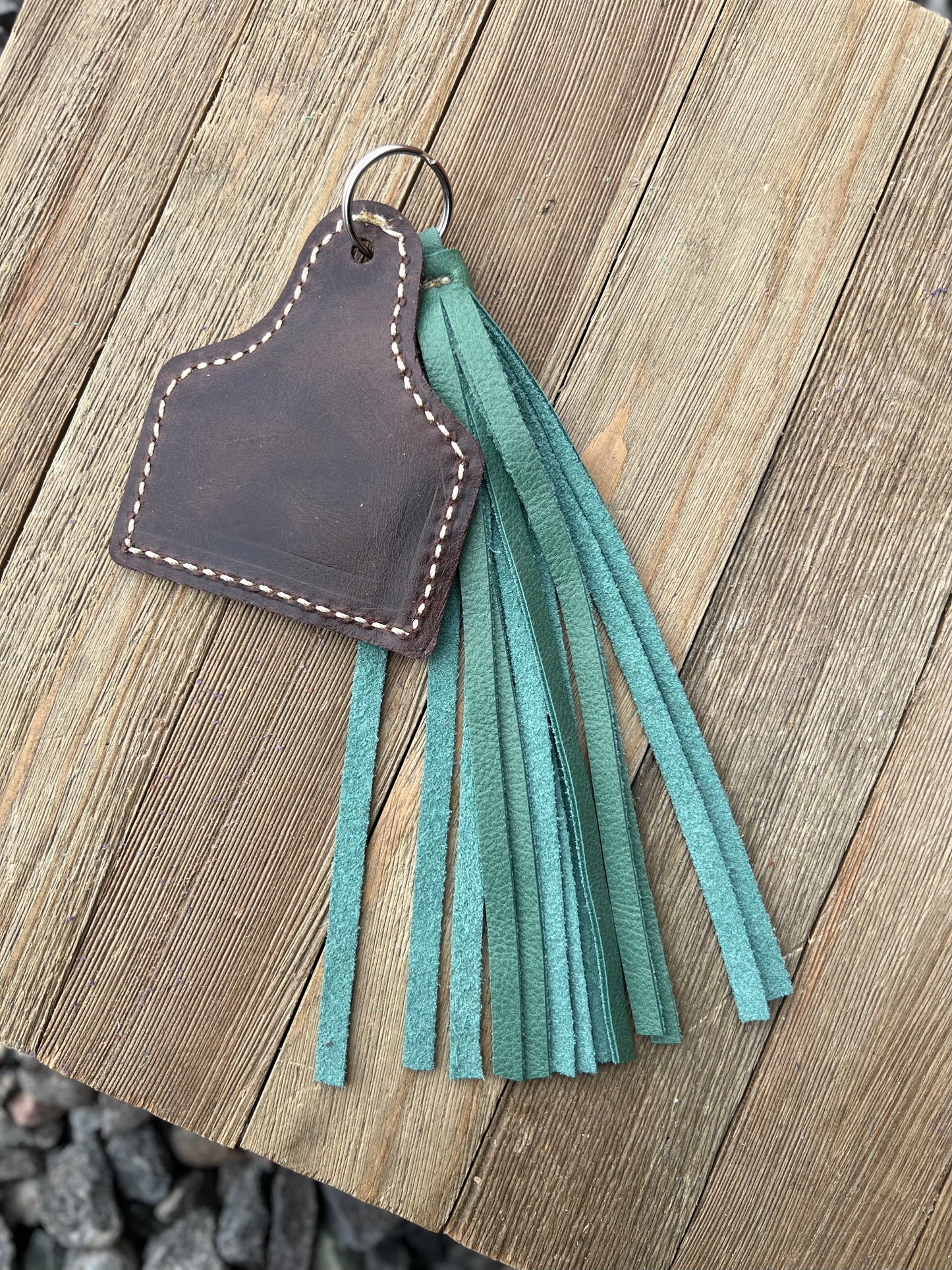 Keychain - Cow Tag + Fringe