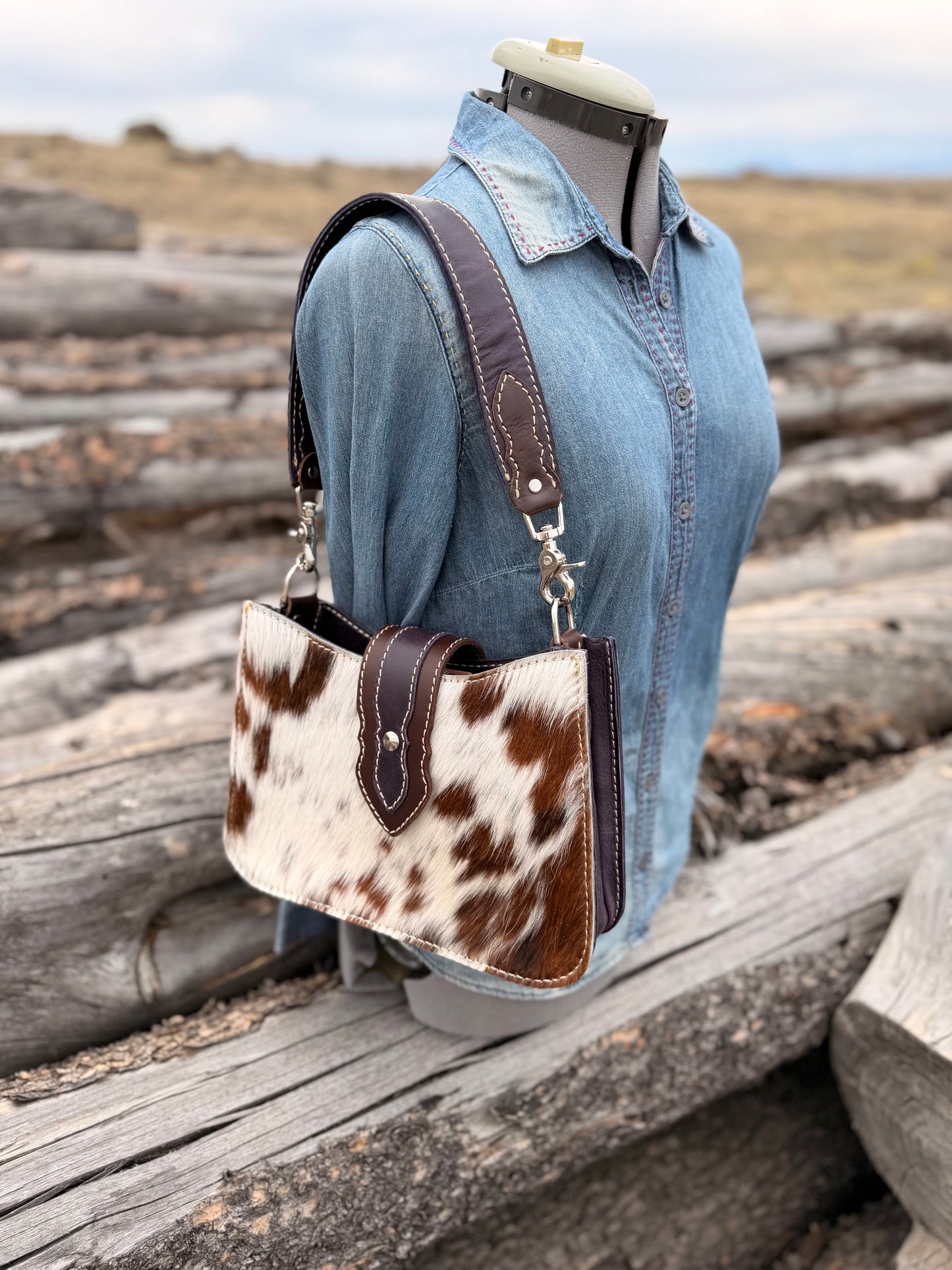 Shoulder Bag - Purple+Brown