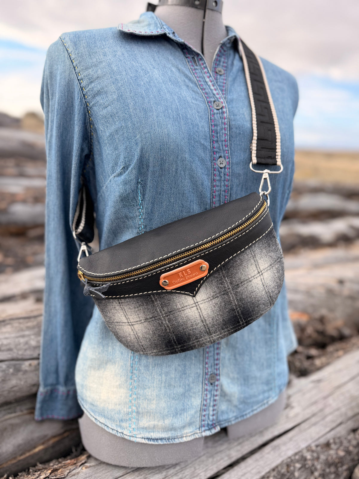 Sling Bag - *Special Edition* Pendleton Plaid - Black Bison Leather