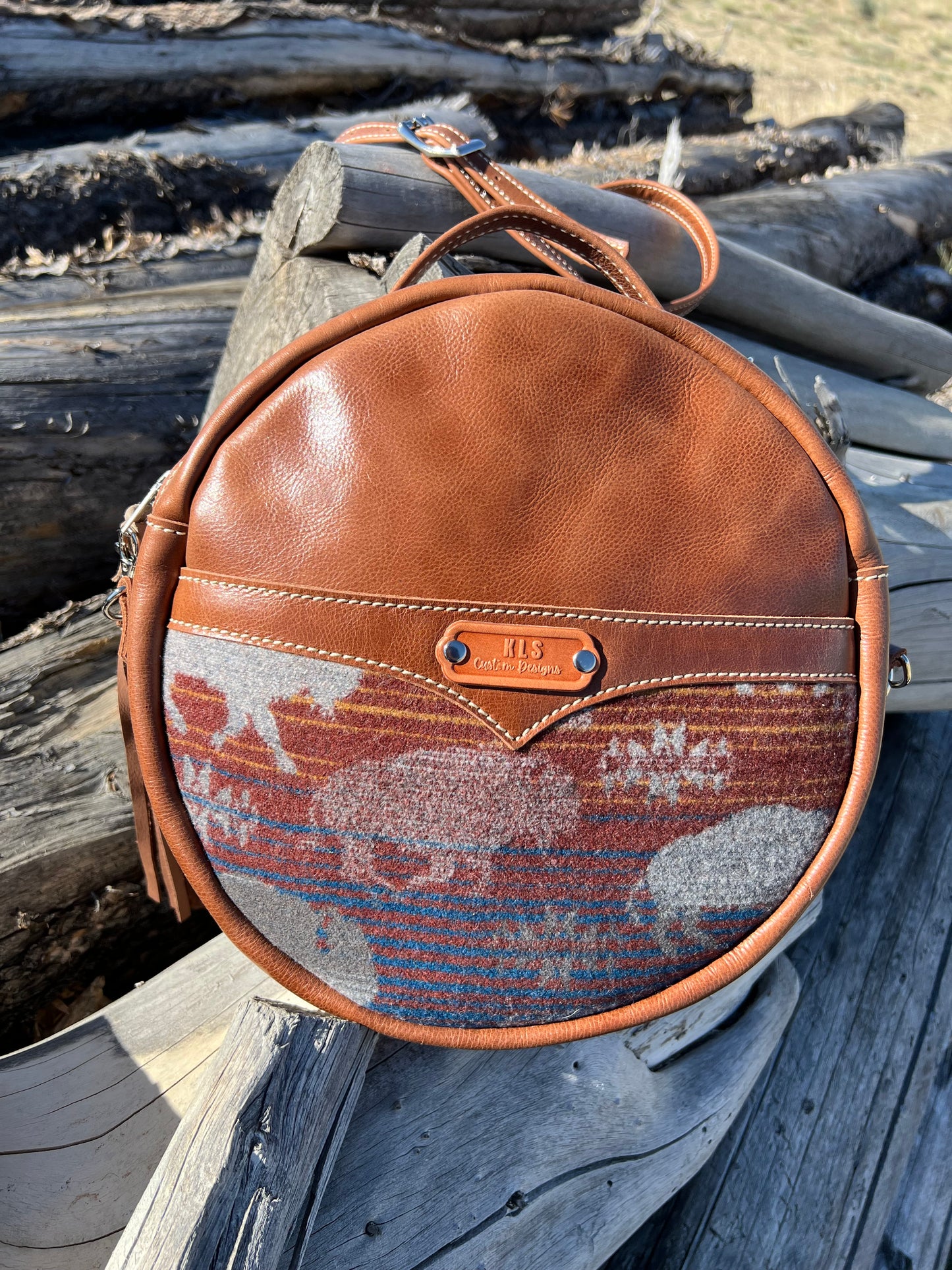 Canteen Bag - Leather + Pendleton