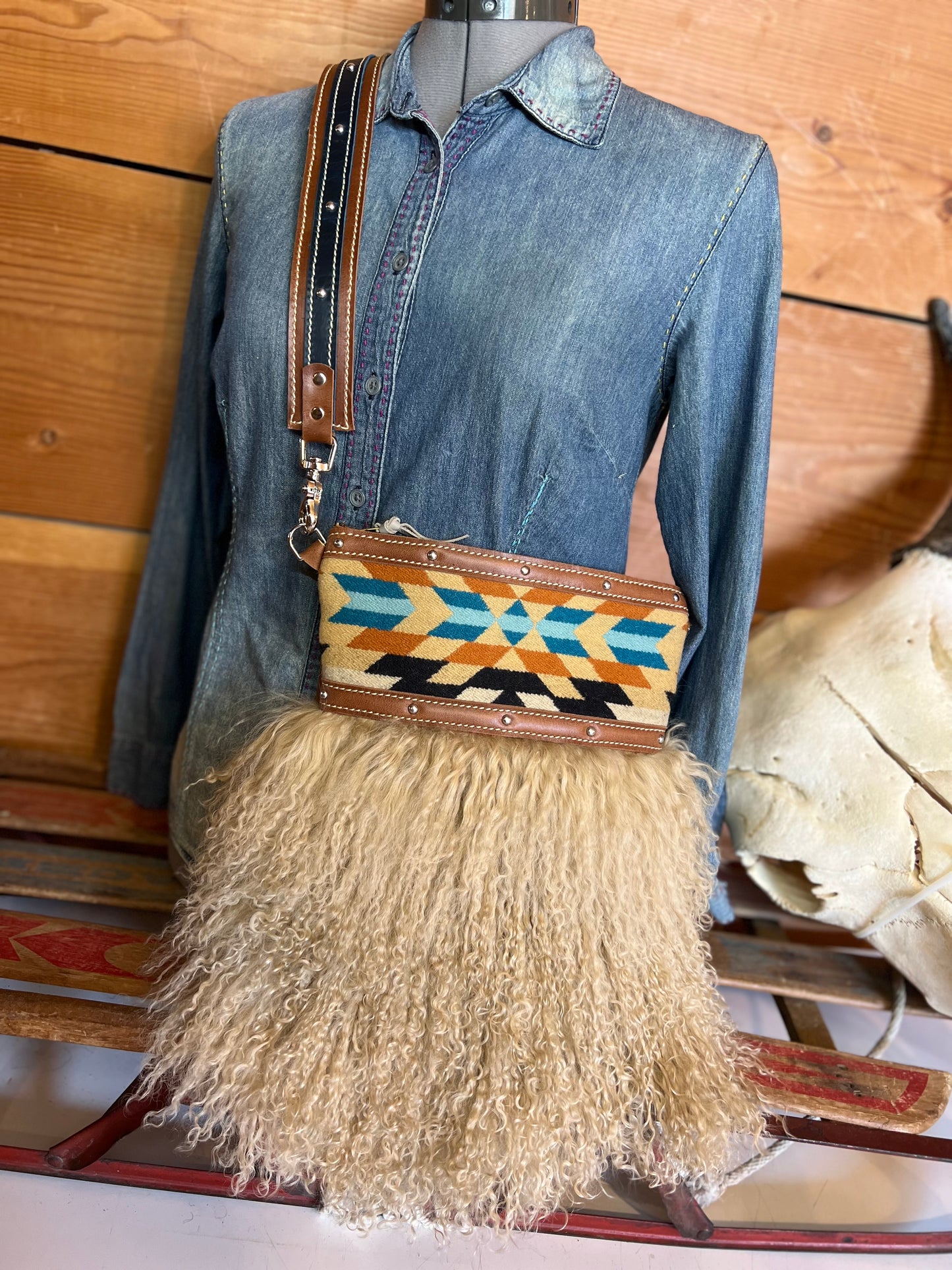 Crossbody Bag - Tibetan Lamb & Pendleton©️ Wool