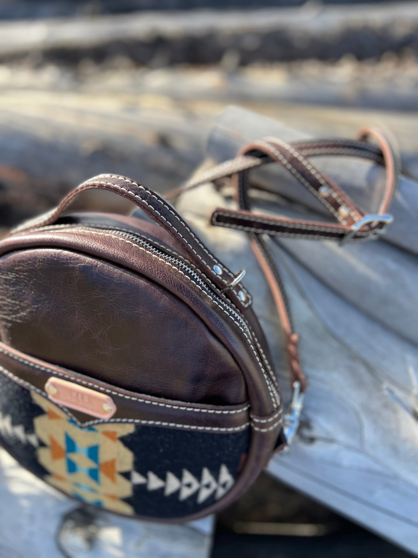 Canteen Bag - Leather + Pendleton