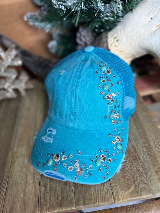 Fancy Bling + Turquoise Hat