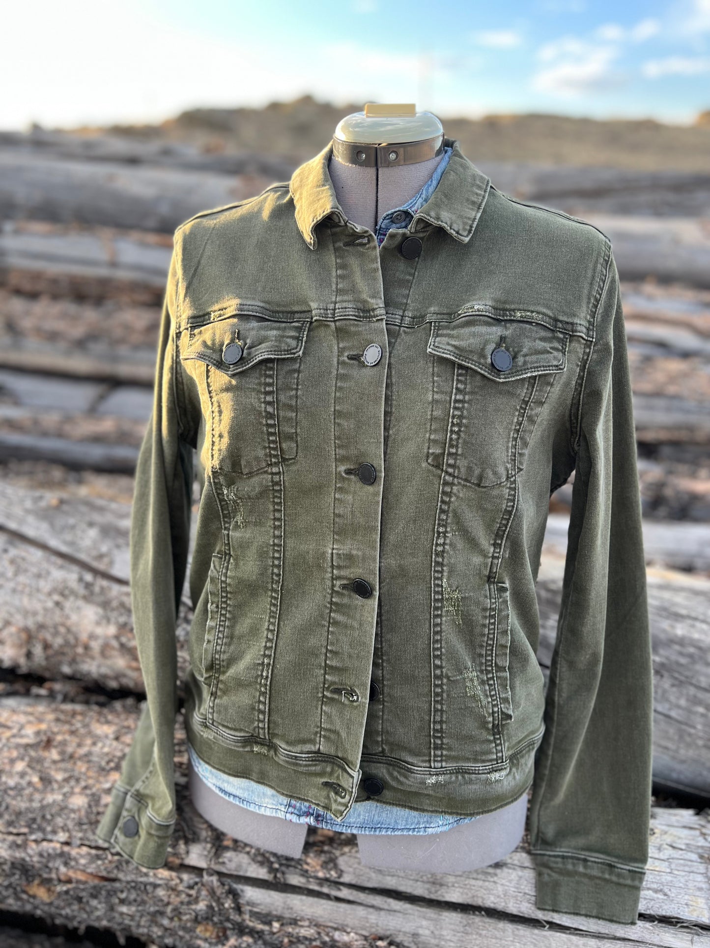 Olive Jacket with Pendleton ~Ladies L