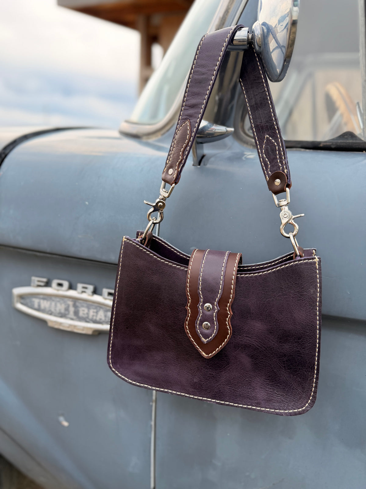 Shoulder Bag - Purple+Brown