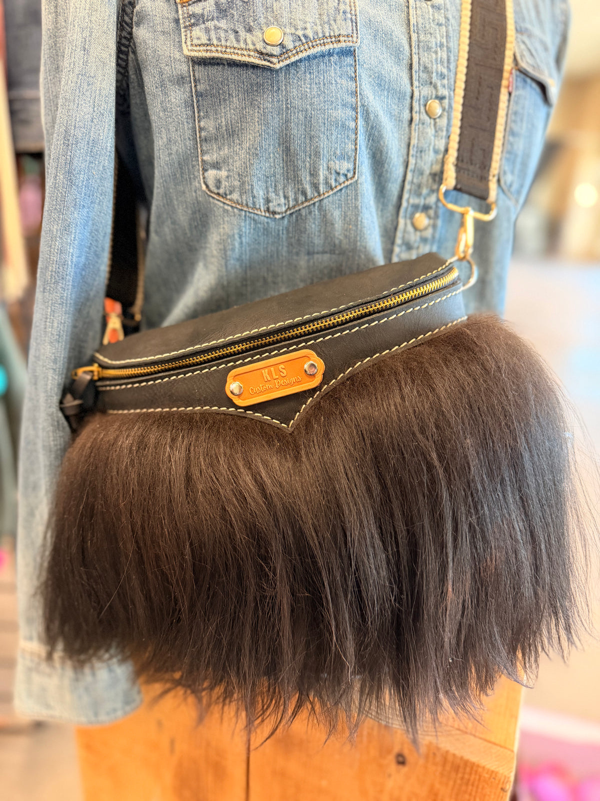Sling Bag - Mongolian Sheep + Bison Leather