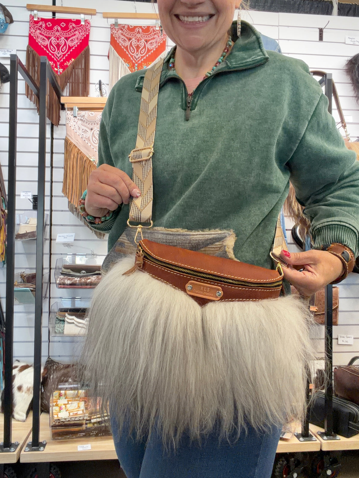 Sling Bag - Mongolian Sheep + Bison Leather