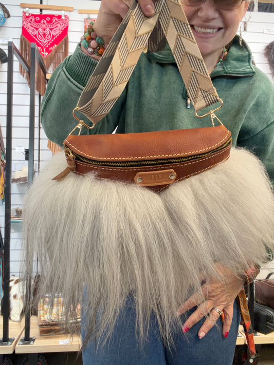 Sling Bag - Mongolian Sheep + Bison Leather