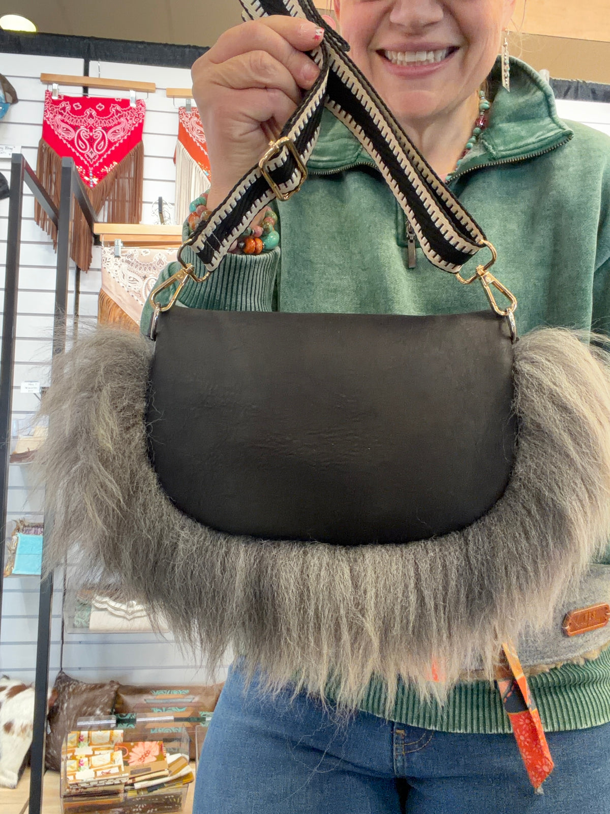 Sling Bag - Mongolian Sheep + Bison Leather