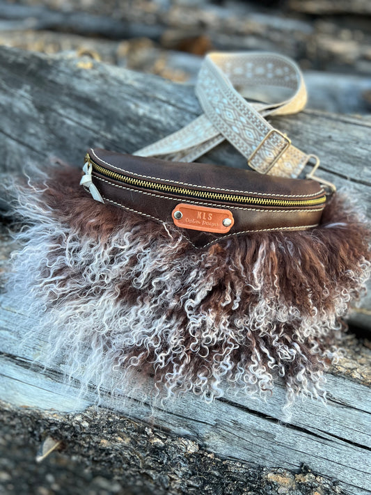 Sling Bag - Tibetan Lamb - Chocolate + White