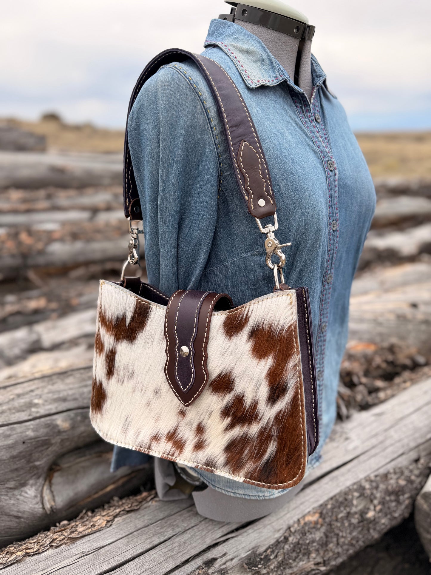 Shoulder Bag - Purple+Brown