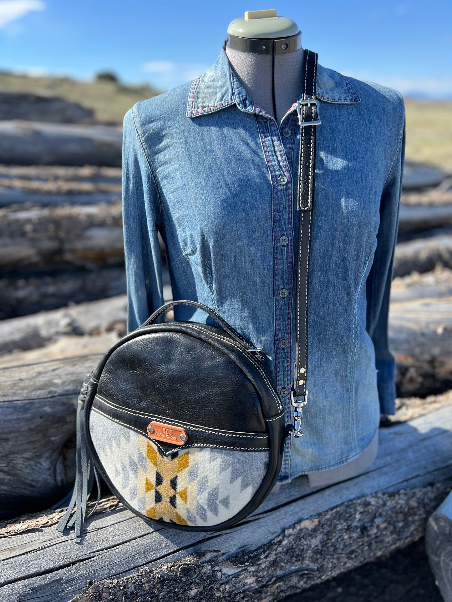Canteen Bag - Leather + Pendleton