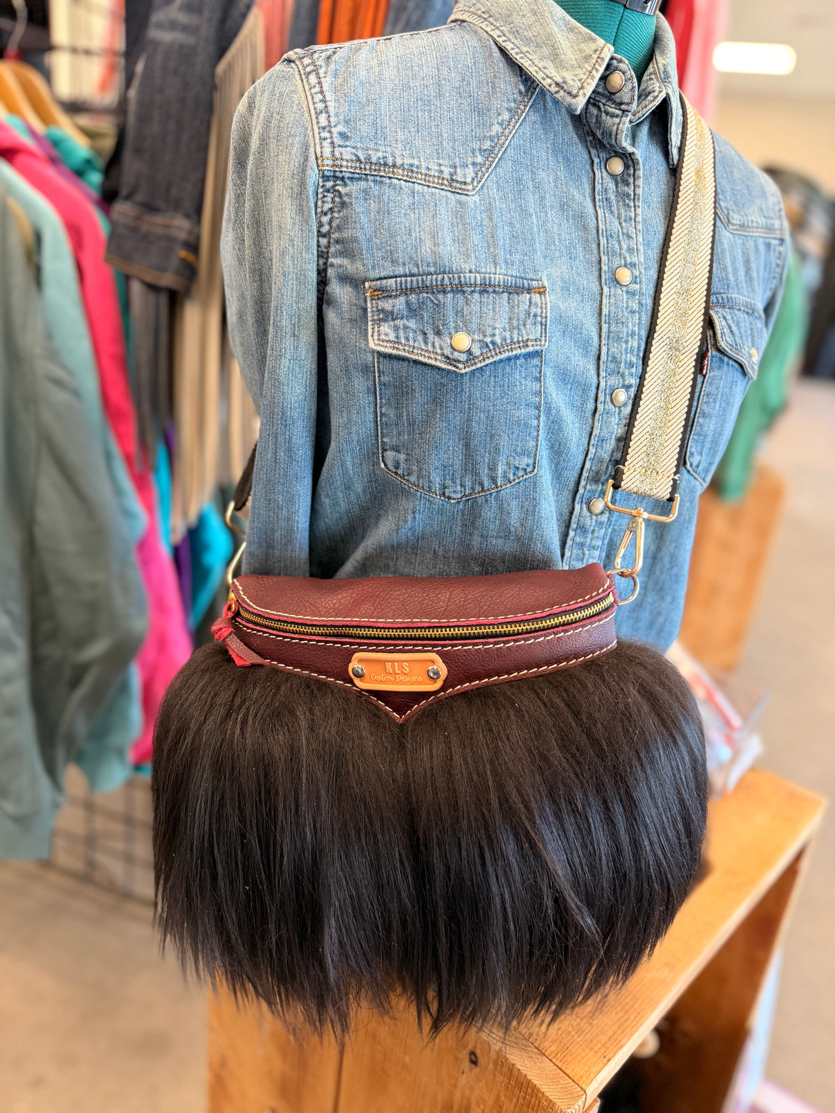 Sling Bag - Mongolian Sheep + Bison Leather