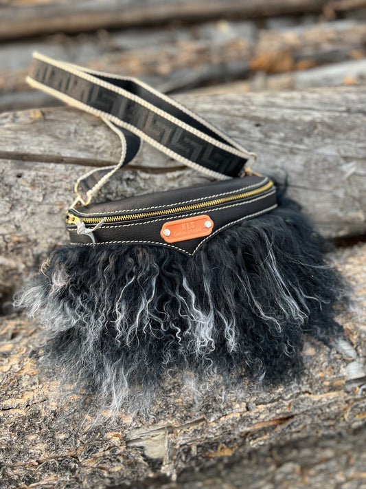 Sling Bag - Tibetan Lamb - Black & White