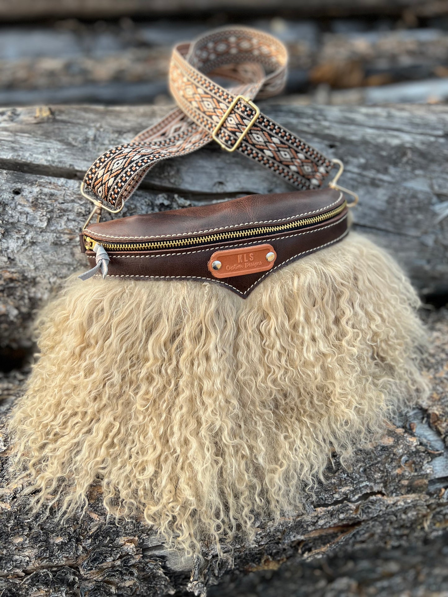 Sling Bag - Tibetan Lamb - Chocolate/Beige