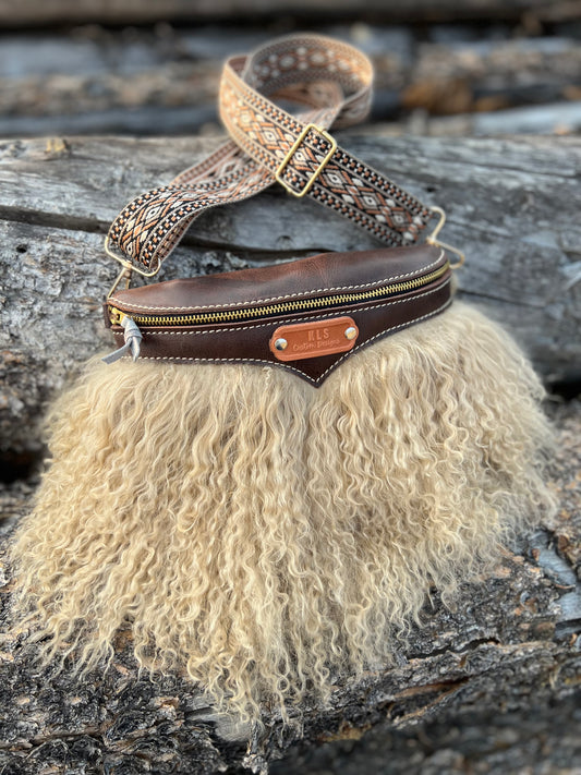 Sling Bag - Tibetan Lamb - Chocolate/Beige
