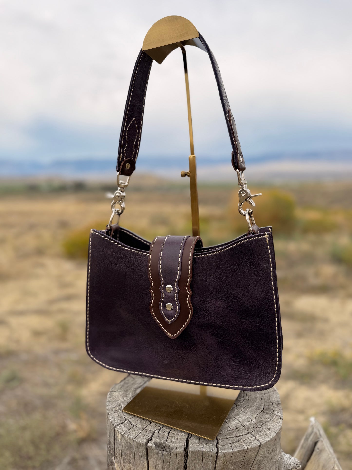 Shoulder Bag - Purple+Brown