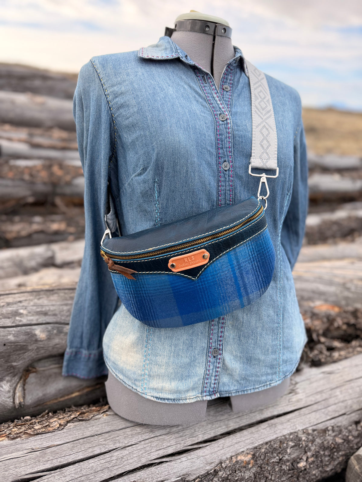 Sling Bag - *Special Edition* Pendleton Plaid - Blue Bison Leather